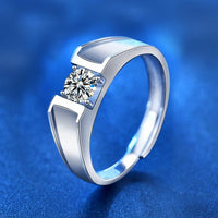 Men's Geometry Moissanite Crystal Adjustable 925 Sterling Silver Ring