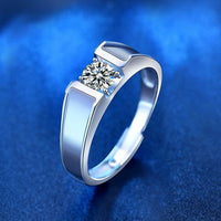 Men's Geometry Moissanite Crystal Adjustable 925 Sterling Silver Ring