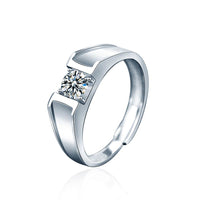 Men's Geometry Moissanite Crystal Adjustable 925 Sterling Silver Ring