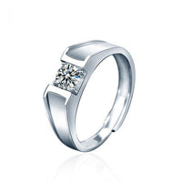 Men's Geometry Moissanite Crystal Adjustable 925 Sterling Silver Ring