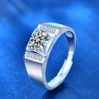 Men's Square Moissanite Crystal Geometry Adjustable Ring