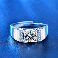 Men's Square Moissanite Crystal Geometry Adjustable Ring