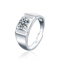 Men's Square Moissanite Crystal Geometry Adjustable Ring