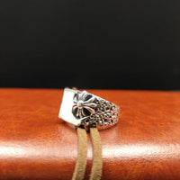 Vintage Flower Cross 925 Sterling Silver Adjustable Ring