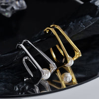 Geometric Rectangle Shell Pearl Non-Pierced Earring (Single)