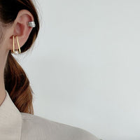 Geometric Rectangle Shell Pearl Non-Pierced Earring (Single)