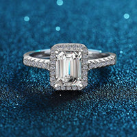 Crystal Baguette Geometry Sterling Silver Adjustable Ring