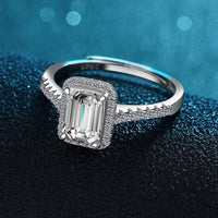Crystal Baguette Geometry Sterling Silver Adjustable Ring