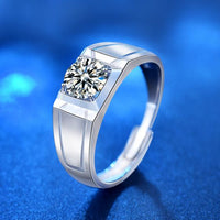 Men's Geometry Ring with 1 ct Moissanite, 925 Sterling Silver