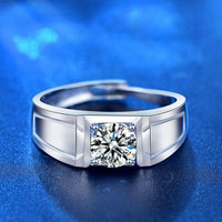 Men's Geometry Ring with 1 ct Moissanite, 925 Sterling Silver