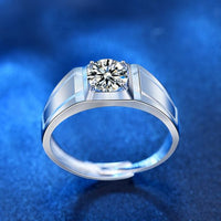 Men's Geometry Ring with 1 ct Moissanite, 925 Sterling Silver
