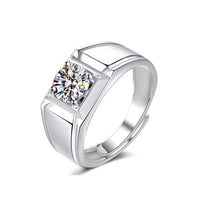 Men's Geometry Ring with 1 ct Moissanite, 925 Sterling Silver