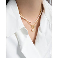 Graduation Round Natural Crystal OT Necklace in 925 Sterling Silver