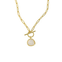 Graduation Round Natural Crystal OT Necklace in 925 Sterling Silver