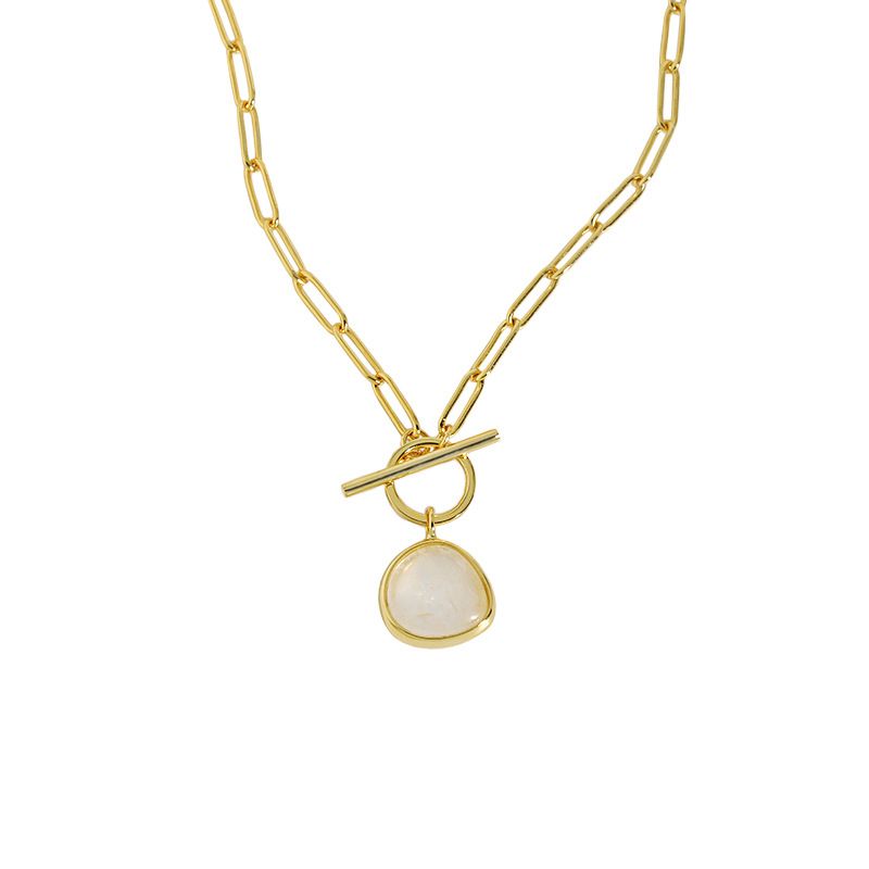 Graduation Round Natural Crystal OT Necklace in 925 Sterling Silver