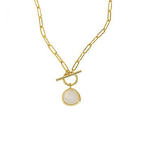 Graduation Round Natural Crystal OT Necklace in 925 Sterling Silver