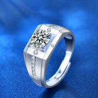 Men's Geometry Square Moissanite Ring in 925 Sterling Silver