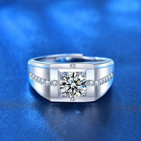 Men's Geometry Square Moissanite Ring in 925 Sterling Silver