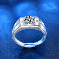 Men's Geometry Square Moissanite Ring in 925 Sterling Silver