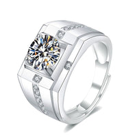 Men's Geometry Square Moissanite Ring in 925 Sterling Silver
