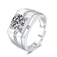 Men's Geometry Square Moissanite Ring in 925 Sterling Silver