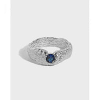 Blue Crystal Irregular 925 Sterling Silver Ring