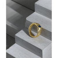 Blue Crystal Irregular 925 Sterling Silver Ring