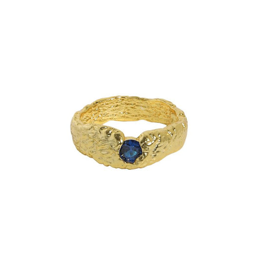 Blue CZ Irregular 925 Sterling Silver Ring