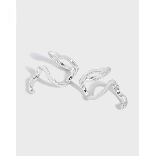 Irregular Snake 925 Sterling Silver Non-Pierced Earrings