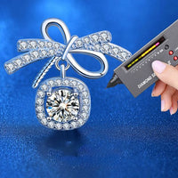 Sweet Bow-Knot Moissanite Crystal Sterling Silver Stud Earrings