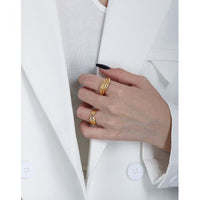 Friend's Irregular Round Crystal Adjustable Ring