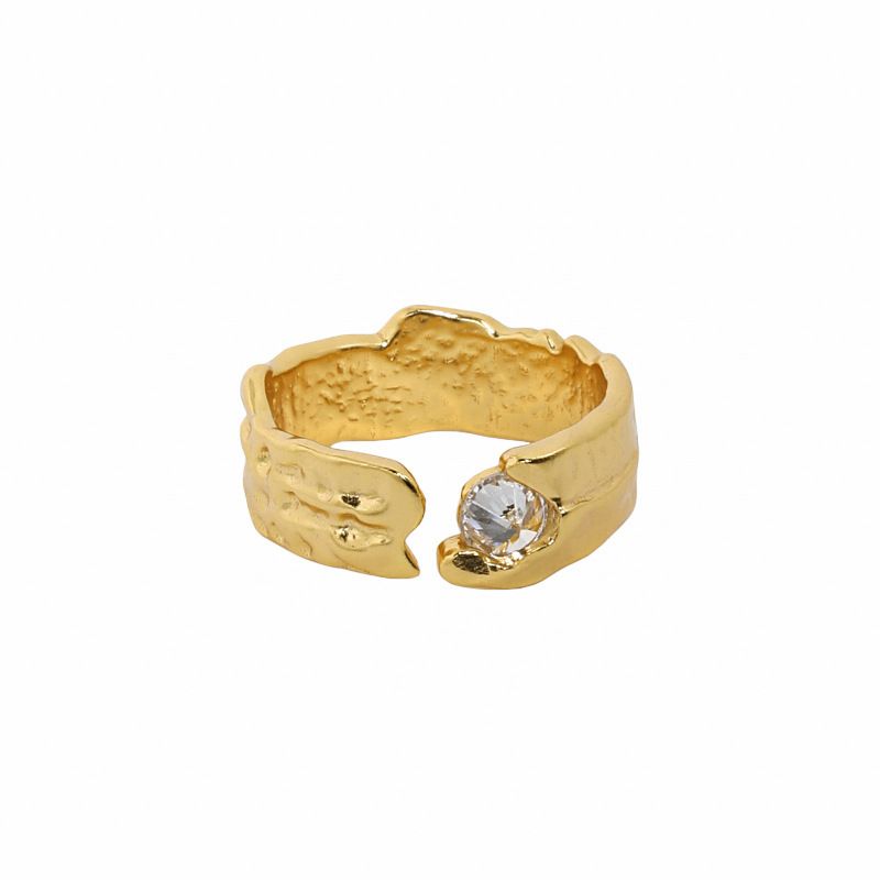 Friend's Irregular Round Crystal Adjustable Ring