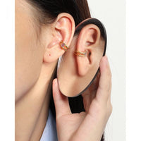 Oval Crystal Double Layer Non-Pierced Earring, 925 Sterling Silver (Single)