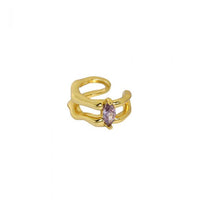 Oval Crystal Double Layer Non-Pierced Earring, 925 Sterling Silver (Single)