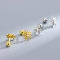 Cubic Zirconia Snowflake 925 Sterling Silver Stud Earrings