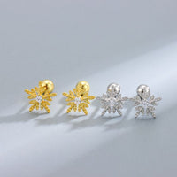Cubic Zirconia Snowflake 925 Sterling Silver Stud Earrings