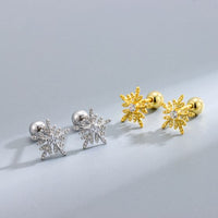 Cubic Zirconia Snowflake 925 Sterling Silver Stud Earrings