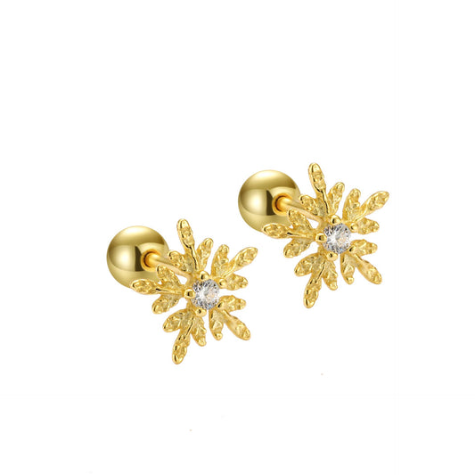 Cubic Zirconia Snowflake 925 Sterling Silver Stud Earrings