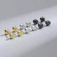 Dot Disc Stud Earrings, 925 Sterling Silver