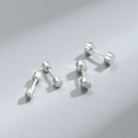 Dot Disc Stud Earrings, 925 Sterling Silver