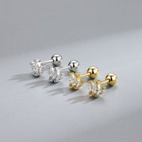 Mini Oval Leaf Crystal Crown Stud Earrings