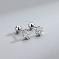 Mini Oval Leaf Crystal Crown Stud Earrings