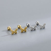 Tiny Butterfly Screw-Stud Earrings, 925 Sterling Silver
