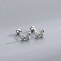 Tiny Butterfly Screw-Stud Earrings, 925 Sterling Silver