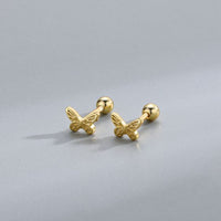 Tiny Butterfly Screw-Stud Earrings, 925 Sterling Silver