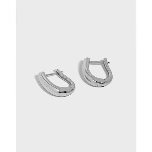 Geometry U-Shape 925 Sterling Silver Hoop Earrings