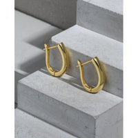 Geometry U-Shape 925 Sterling Silver Hoop Earrings