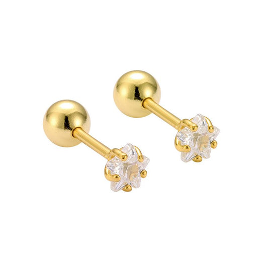 Mini CZ Star Stud Earrings in 925 Sterling Silver