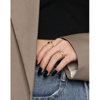 Irregular Square Crystal Adjustable 925 Sterling Silver Ring