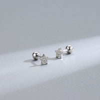 Friend's Crystal Star and Flower Sterling Silver Stud Earrings